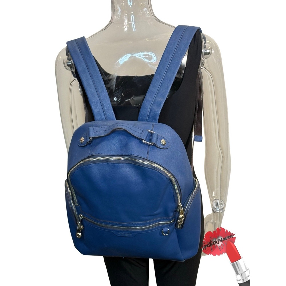 Henri Bendel Backpack Ensign Blue West 57th Leather Travel Large